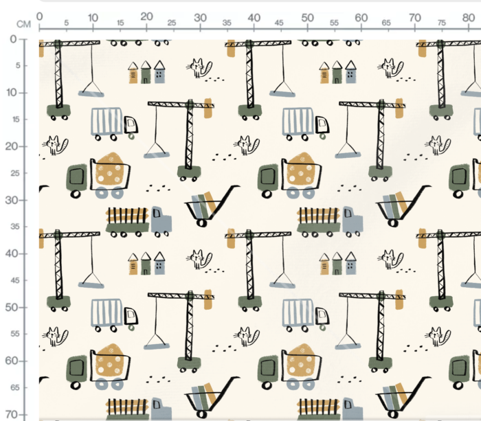 Tissu Imprimé Camions et Petit Chat, 7 tissus au choix – Image 3