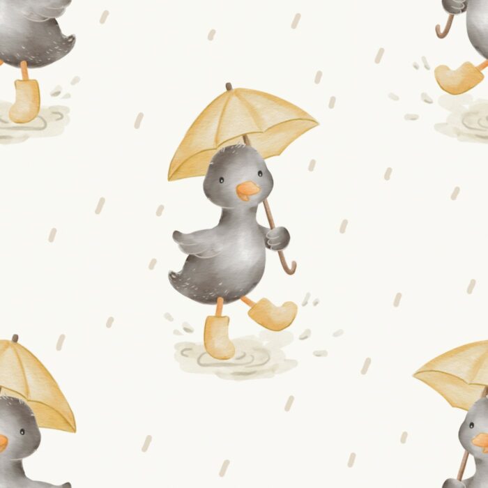 Tissu Imprimé Canard Adorable Pluie, 7 tissus au choix