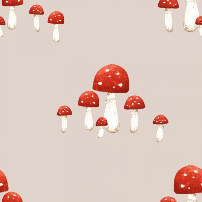 Tissu Imprimé Champignons Automne Famille, 7 tissus au choix