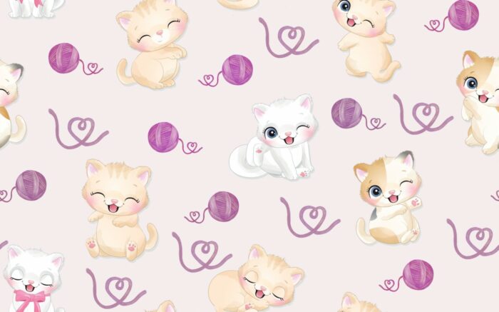 Tissu Imprimé Chatons Mignons Rose, 7 tissus au choix – Image 3