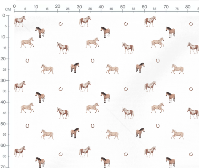 Tissu Imprimé Chevaux Fer Blanc, 7 tissus au choix – Image 2