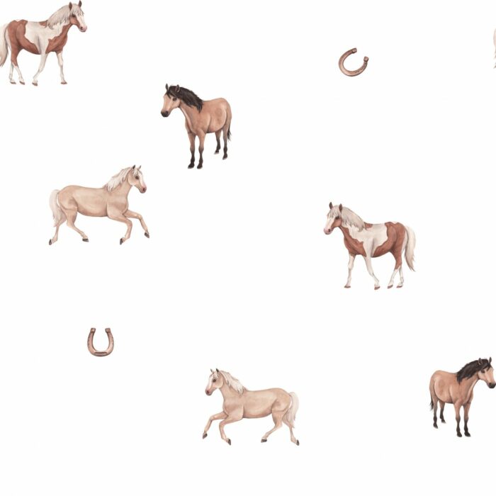 Tissu Imprimé Chevaux Fer Blanc, 7 tissus au choix