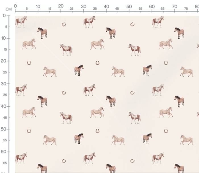 Tissu Imprimé Chevaux Fer Crème, 7 tissus au choix – Image 3