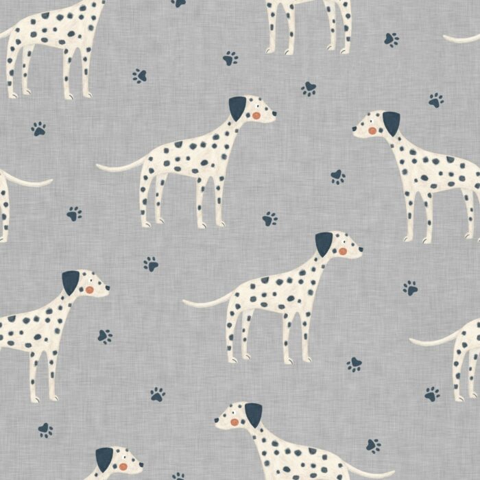 Tissu Imprimé Chien Dalmatien Gris, 7 tissus au choix