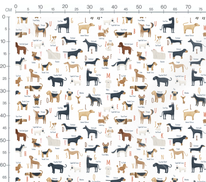 Tissu Imprimé Chiens Alphabet, 7 tissus au choix – Image 3