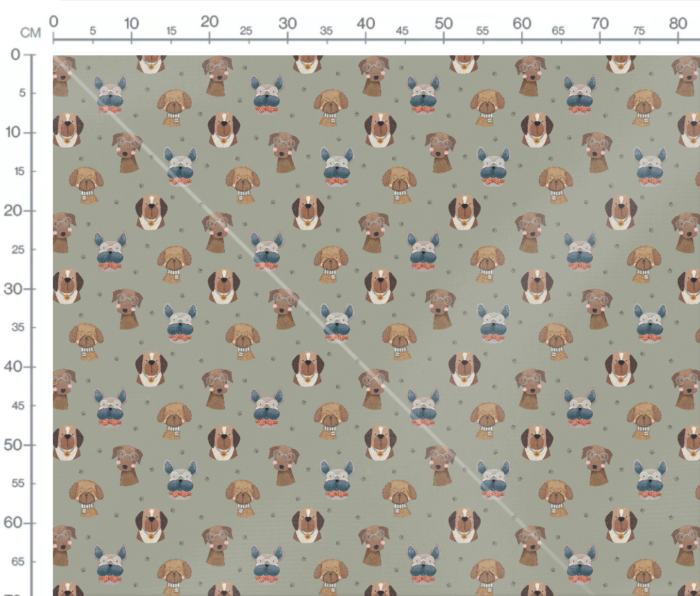 Tissu Imprimé Chiens Lunettes Vert, 7 tissus au choix – Image 3