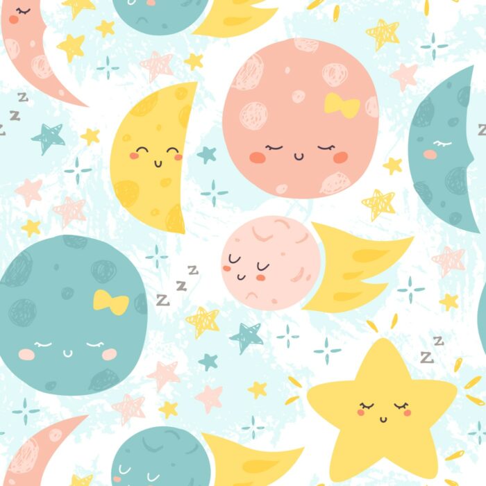 Tissu Imprimé Ciel Mignon Pastel, 7 tissus au choix