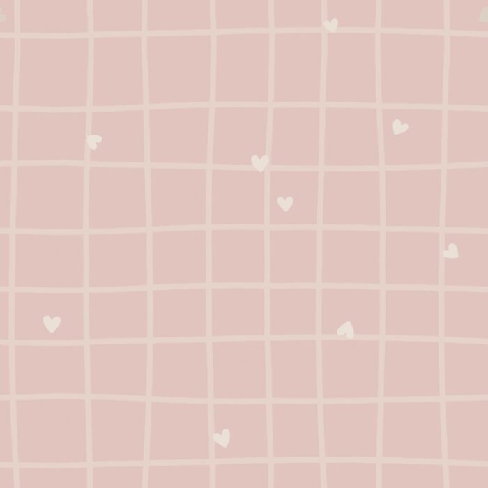 Tissu Imprimé Coeurs Carreaux Rose, 7 tissus au choix