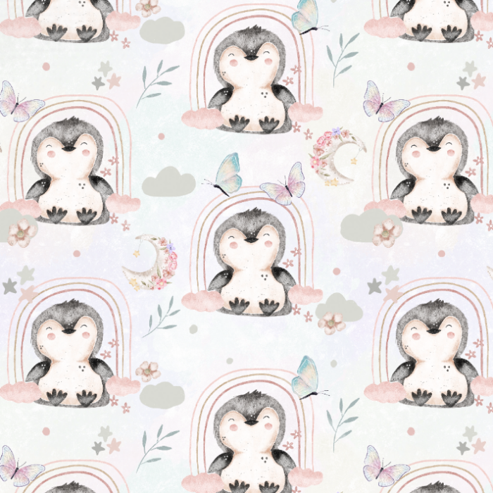 Tissu imprimé Designer Pingouin Magique, 7 tissus au choix