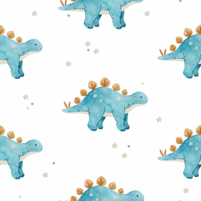 Tissu Imprimé Dinosaure Étoiles Blanc, 7 tissus au choix
