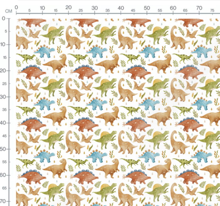 Tissu Imprimé Dinosaures Pluie Blanc, 7 tissus au choix – Image 3