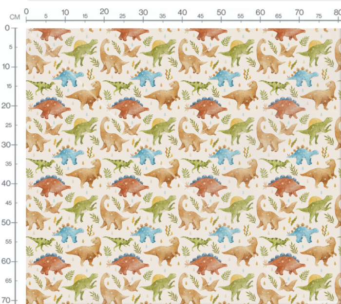 Tissu Imprimé Dinosaures Pluie Crème, 7 tissus au choix – Image 3