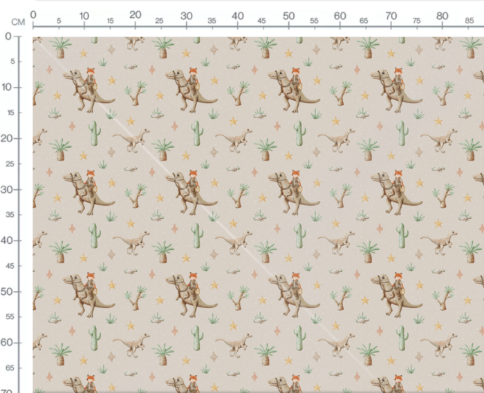 Tissu Imprimé Dinosaure Renard Beige, 7 tissus au choix – Image 3