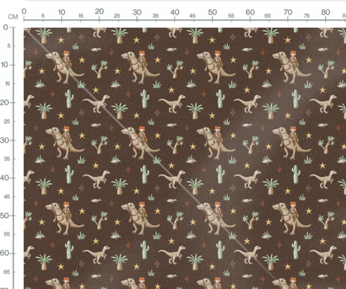 Tissu Imprimé Dinosaure Renard Chocolat, 7 tissus au choix – Image 3