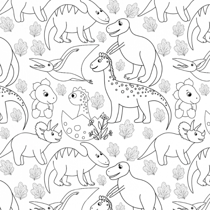 Tissu Exclusif Dinosaures A Colorier, 7 tissus au choix