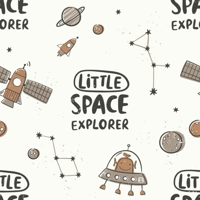 Tissu Imprimé Espace Explorer Crème, 7 tissus au choix