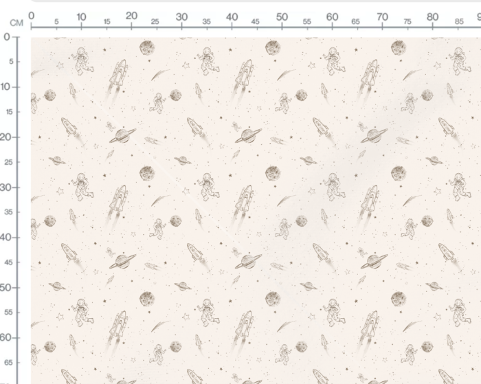 Tissu Imprimé Espace Planètes Crème, 7 tissus au choix – Image 3