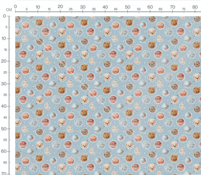Tissu Imprimé Espace Planètes Heureuses Ciel, 7 tissus au choix – Image 3