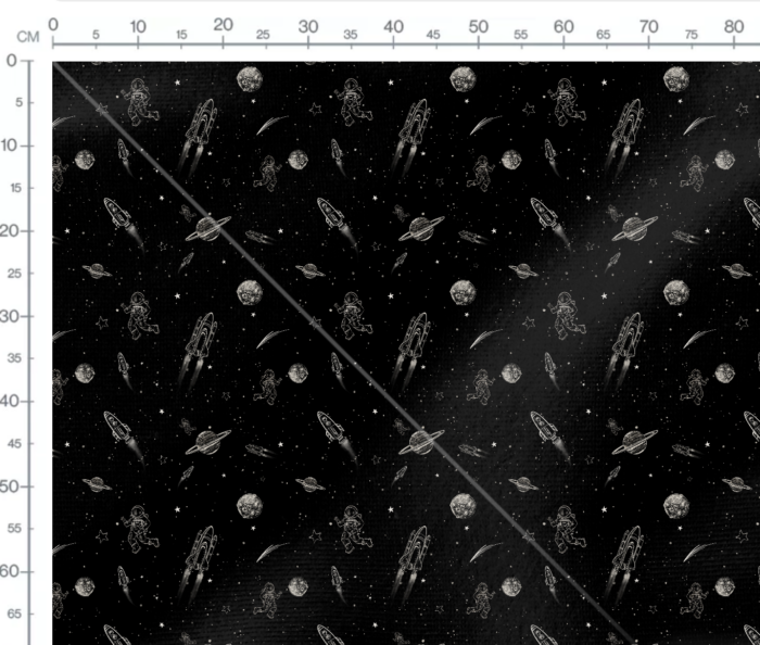 Tissu Imprimé Espace Planètes Noir, 7 tissus au choix – Image 3
