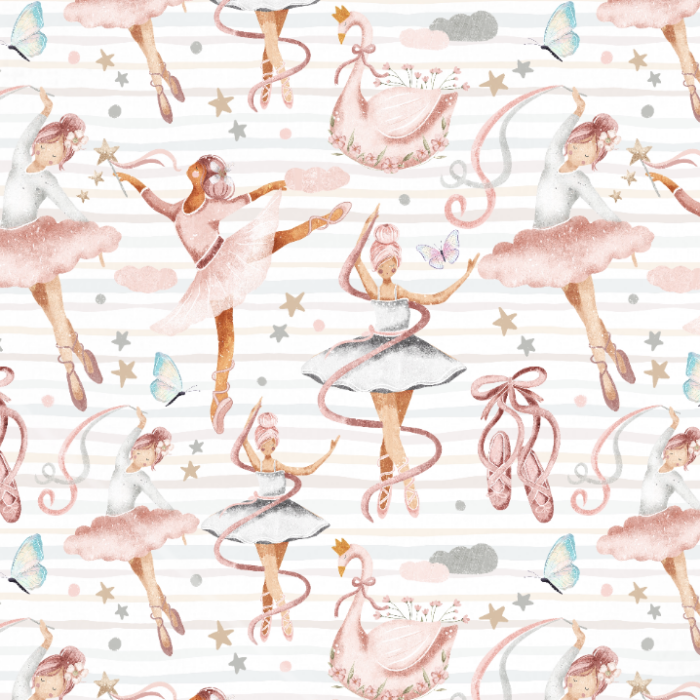 Tissu Exclusif Imprimé Ballerine Magique, 7 tissus au choix
