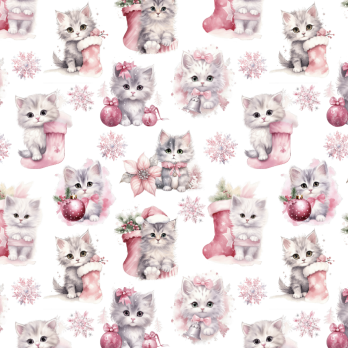 Tissu Exclusif Noel Chatons Mignons, 7 tissus au choix