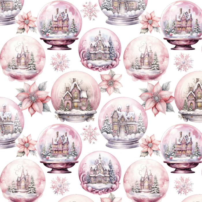 Tissu Exclusif Noel Rose Boules Magiques, 7 tissus au choix