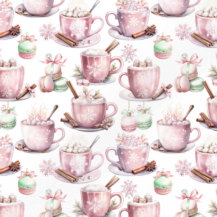Tissu Exclusif Noel Rose Gourmandises, 7 tissus au choix