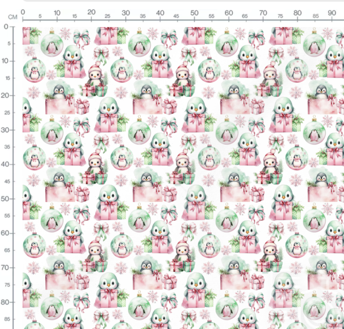 Tissu Imprimé Exclusif Noel Rose Pingouin Mignon, 11 tissus au choix – Image 3