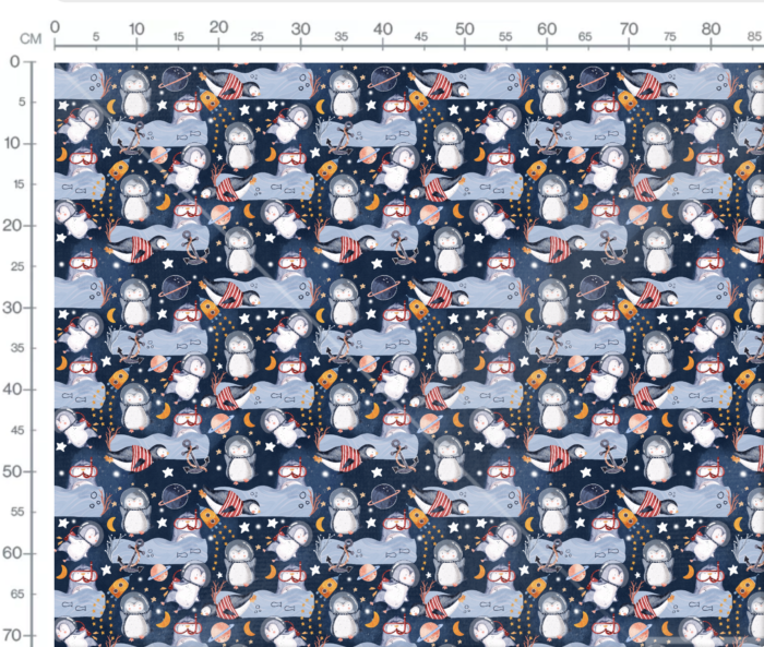 Tissu Imprimé Pingouin Mignon Espace, 10 tissus au choix – Image 3