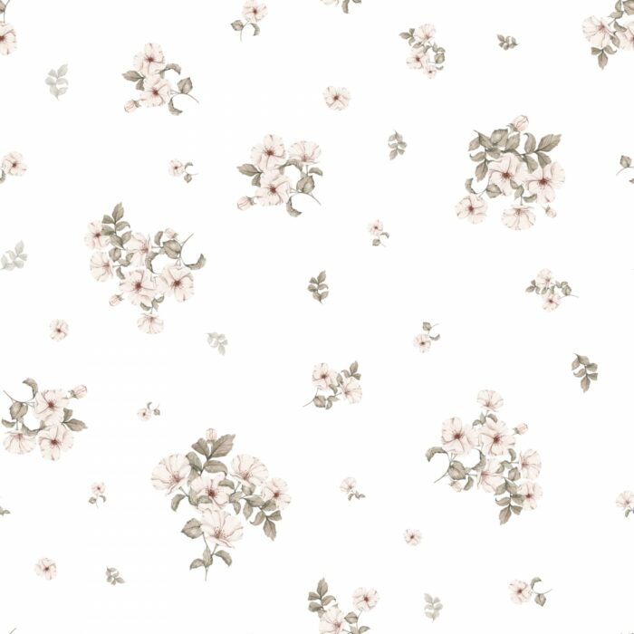 Tissu Imprimé Fleuri Eve Blanc, 7 tissus au choix