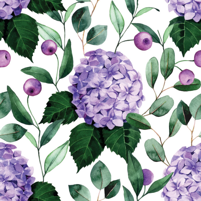 Tissu Imprimé Fleuri Hortensia Blanc, 7 tissus au choix