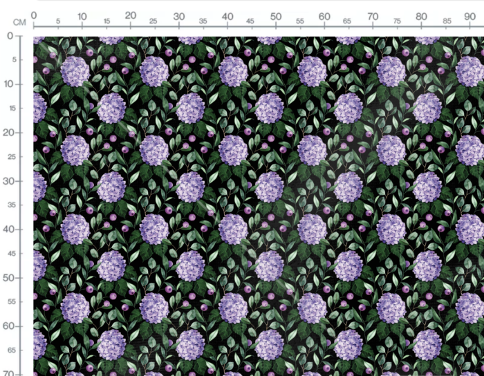 Tissu Imprimé Fleuri Hortensia Noir, 7 tissus au choix – Image 3