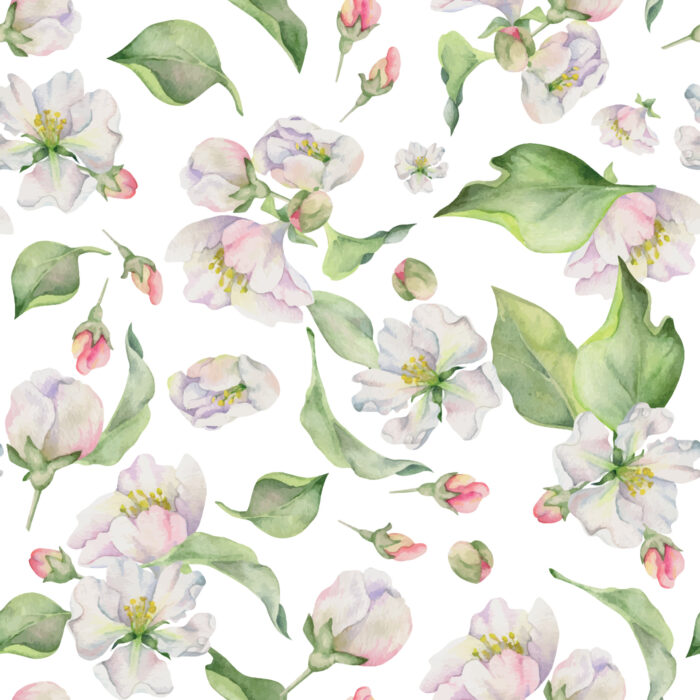 Tissu Imprimé Fleuri Karine Blanc, 7 tissus au choix