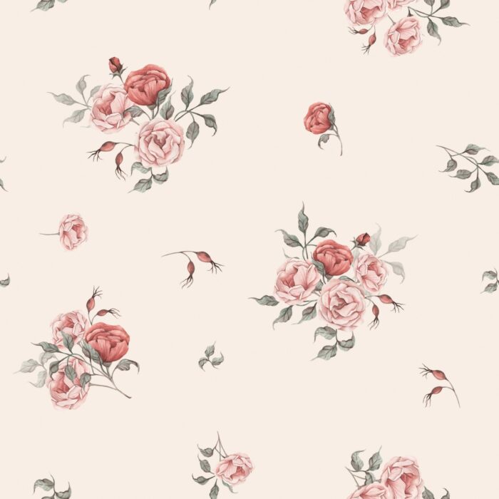 Tissu Imprimé Fleuri Mathilde Blush, 7 tissus au choix
