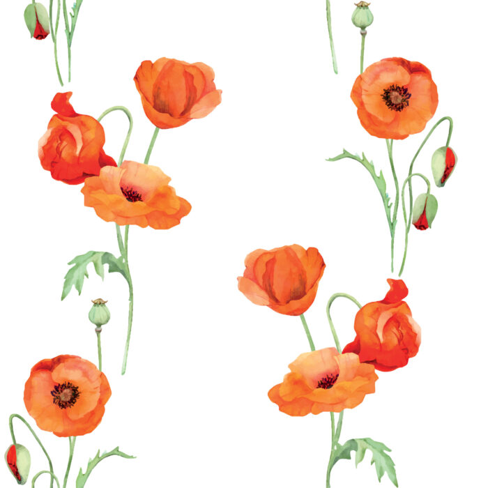 Tissu Imprimé Fleuri Coquelicots Fleurs, 7 tissus au choix