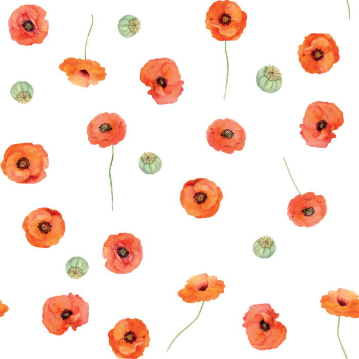 Tissu Imprimé Fleuri Coquelicots Tetes, 7 tissus au choix