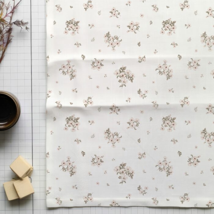 Tissu Imprimé Fleuri Eve Blanc, 7 tissus au choix – Image 4