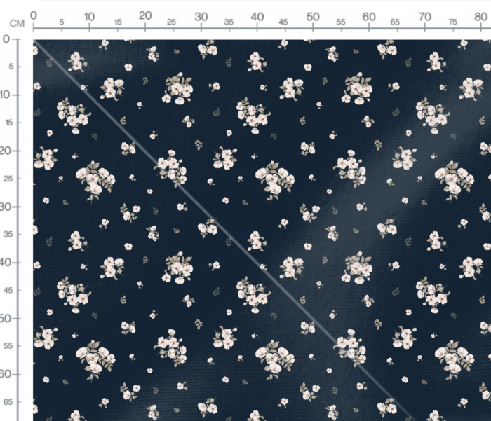 Tissu Imprimé Fleuri Eve Bleu, 7 tissus au choix – Image 3