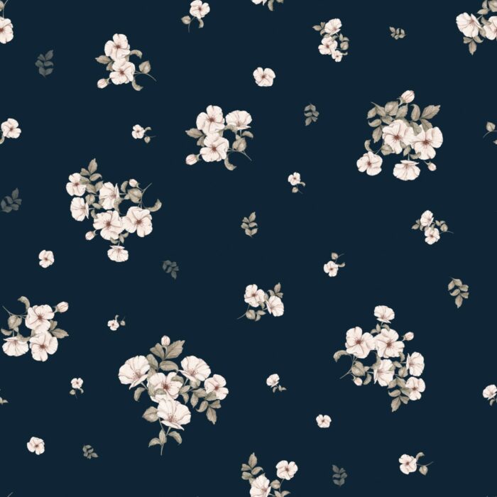 Tissu Imprimé Fleuri Eve Bleu, 7 tissus au choix