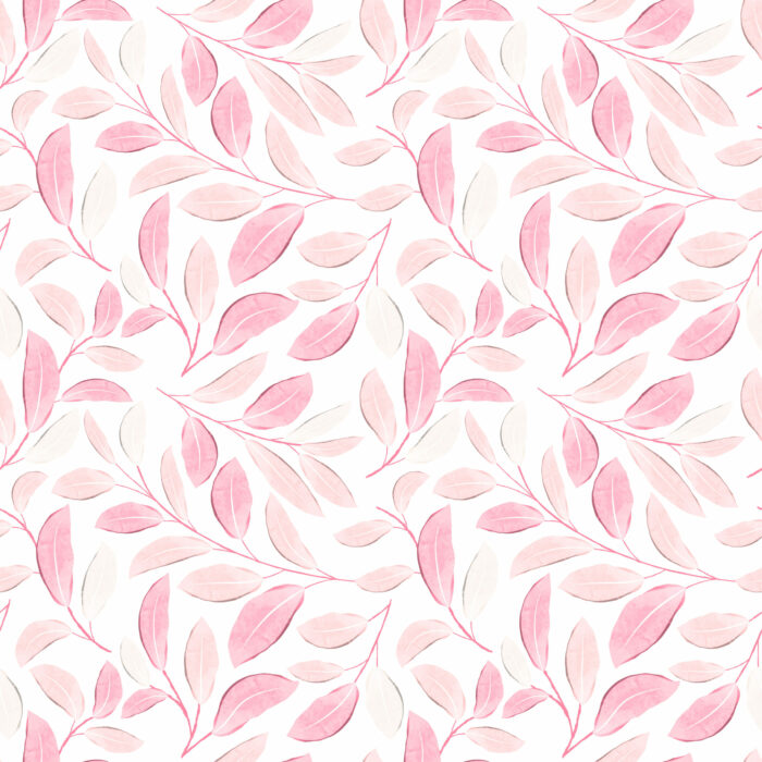 Tissu Imprimé Fleuri Feuilles Roses, 7 tissus au choix
