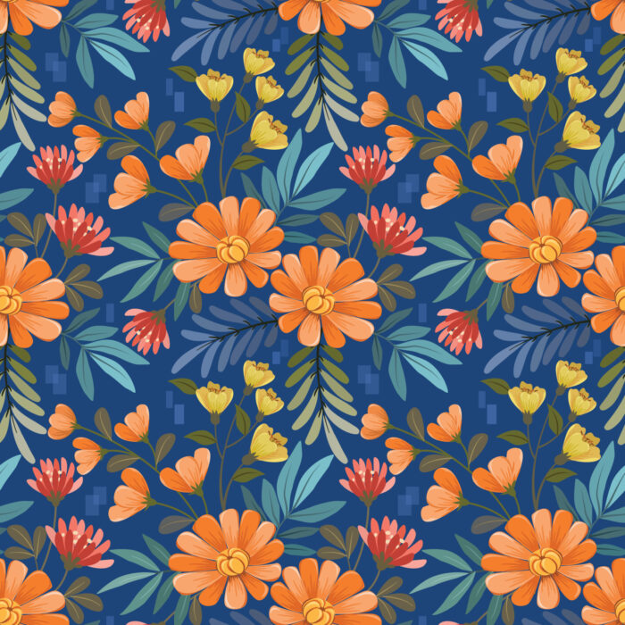 Tissu Imprimé Fleuri Hanae Bleu, 7 tissus au choix – Image 3