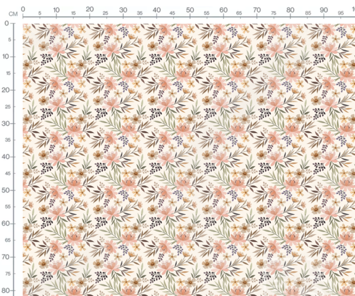 Tissu Imprimé Fleuri Iris Crème, 7 tissus au choix – Image 3