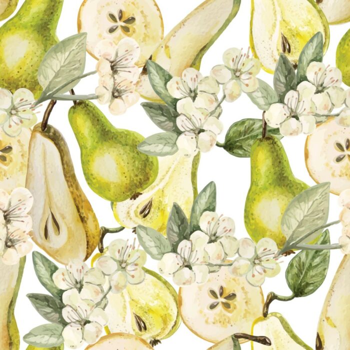 Tissu Imprimé Fleuri Poires, 7 tissus au choix