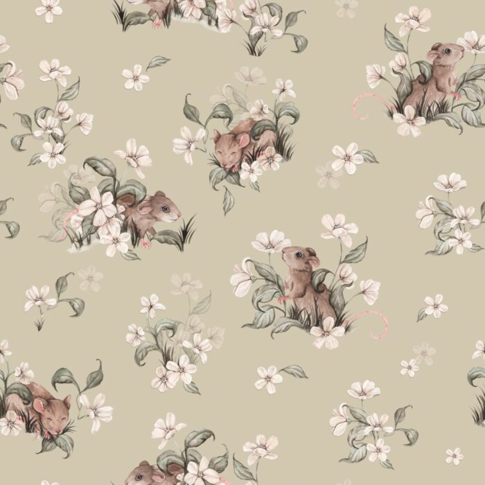Tissu Imprimé Fleuri Souris Vert, 10 tissus au choix