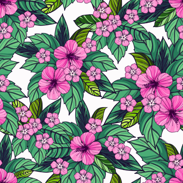 Tissu Imprimé Fleuri Tropical Elodie Blanc, 7 tissus au choix – Image 2