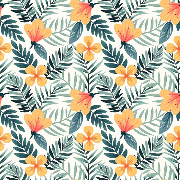 Tissu Imprimé Fleuri Tropical Cyrielle Jaune, 7 tissus au choix