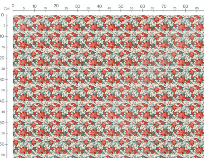 Tissu Imprimé Fleurs de Noel Crème, 7 tissus au choix – Image 2