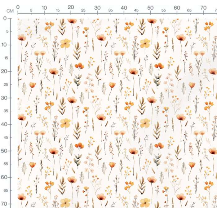 Tissu Imprimé Fleurs Oranges Boho, 7 tissus au choix – Image 3