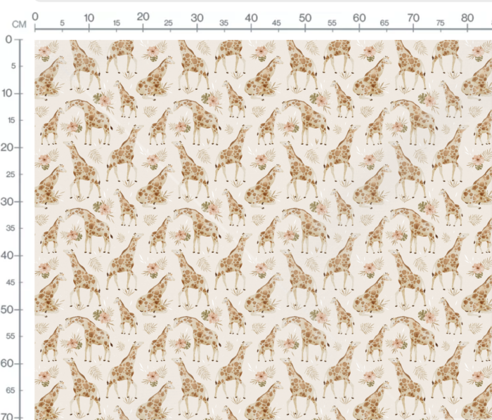 Tissu Imprimé Girafe Fleurs Maman Beige, 7 tissus au choix – Image 3