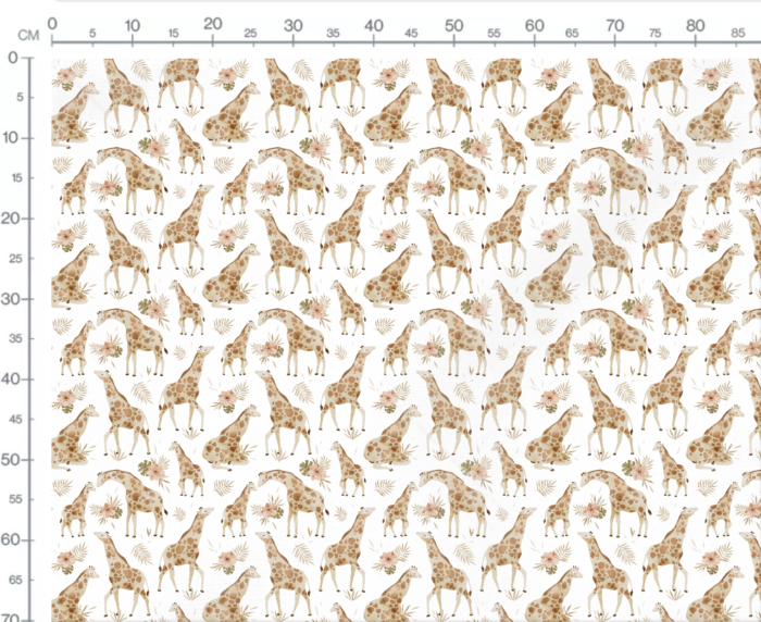 Tissu Imprimé Girafe Fleurs Maman Blanc, 7 tissus au choix – Image 3